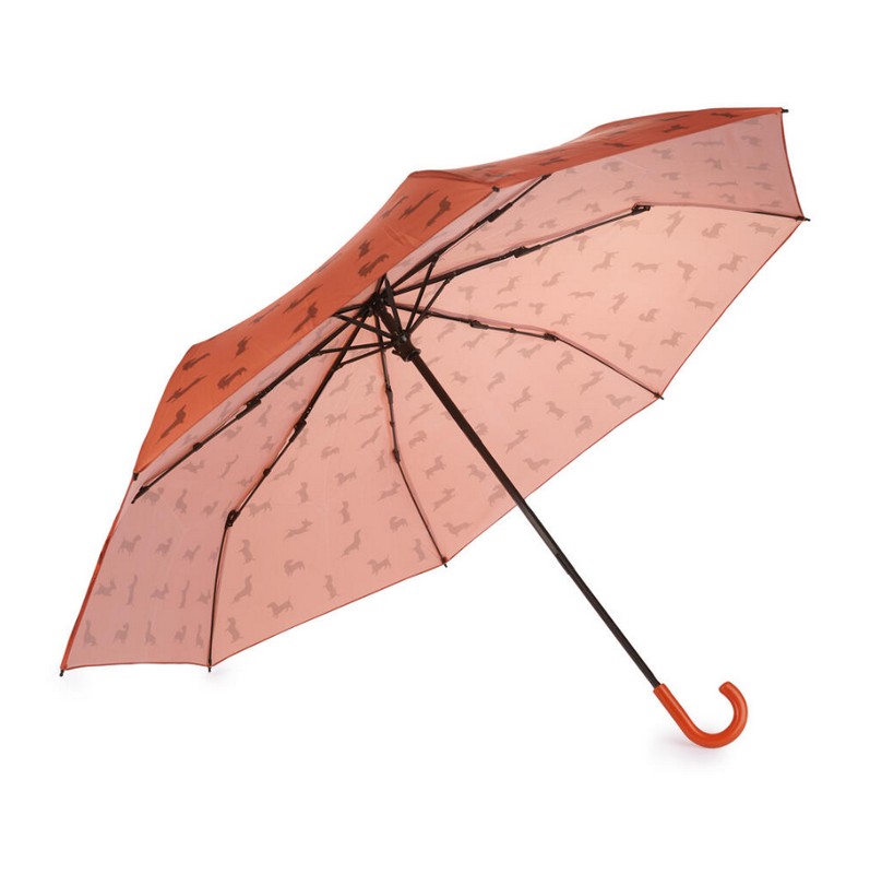 Ombrello pieghevole con astuccio decorato a tema bassotto